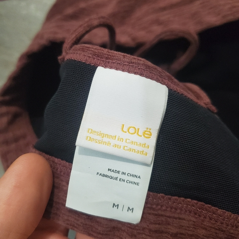 Lole "Half Moon" Women's Strappy Back Sport Bra. Pads. Heathered Burgundy. M. - Picture 6 of 8